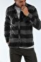 Gray Double Pocket Flap Oversize Checkered Thick Plaid Lumberjack Men's Shirt Jacket Shacket - 2