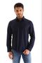 Navy Blue Gabardine Sweat-Absorbing Breathable Regular Men's Shirt - 3