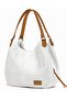 Myra Women's White Pu Leather Daily Shoulder Bag Three Compartment Soft Tote Handbag