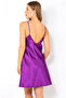 Women's Purple Slit Lace Detailed Satin Nightgown - 5