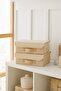 2 Pieces Beige Covered Cabinet Drawer Jewelry Laundry Folding Storage Box Organizer 30X23X11