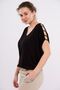 Women's Large Size Black Shoulder Decollete Pearl Detailed Viscose Tunic 65n15453