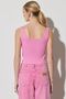 Regular Fit 100% Cotton Crew Neck Sleeveless Pink Crop Blouse - 7