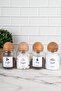 4-Piece Wooden Ball Lid English Label Tea Sugar Coffee Salt Storage Container Jar 800 ml - 3