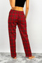 Women's Cotton Plaid Patterned Pajama Bottoms Sweatpants Red Yellow with Ribbon - 7