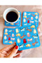 Blue Happy Cats Coaster
