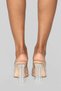 Women's Nude Transparent Skin Beige 10 cm Transparent Square Heeled Round Toe Stiletto Shoes Slippers - 4
