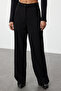 Siyah Wide Leg/Geniş Paça Yüksek Bel Dokuma Kumaş Pantolon TWOSS23PL00314 - 3