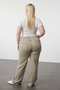 Beige High Waist Wide Leg Plus Size Jeans Tbbss24Cj00053 - 5
