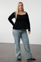 Black Sweetheart Neckline Fitilii Knitwear Sweater Tbbaw25An00045 - 2