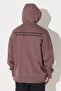 Loose Fit Comfortable Cut Hooded Fleece Inside Back Printed Brown Sweatshirt - 5