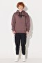 Loose Fit Comfortable Cut Hooded Fleece Inside Back Printed Brown Sweatshirt - 6