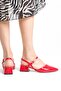 " Handan " Red Patent Leather Pointed Toe Open Back 3 cm Thick Heel New Season - 4