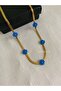 Blue daisy detail, non-tarnishing steel Italian chain. - 3