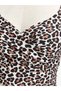 LCW DREAM Leopard Patterned Women's Swimsuit with Removable Pads - 3