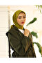 وشاح من نسيج التويل المسطح - أخضر زيتي - 4