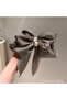 Elegant Bow with Pearl and Stone in Herringbone Pattern Automatic Hair Clip - New Season Bowknot Clip Hairpin - 5