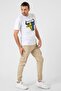 Beige Cargo Pocket, Zippered Elastic Leg Stretch Fabric Slim Fit Gabardine Men's Cargo Pants - 2
