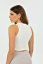 White Crop Top Halter Neck Camisole Knitted Ribbed Athlete Blouse - 5
