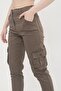 Light Brown Jogger Comfortable Fit Elastic Legs Cargo Pocket Gabardine Women's Trousers - 3