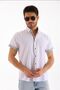 White Short Sleeve Striped Men's Regular Shirt - 4