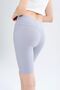 Light Gray High Waist Short Shorts Sports Ribbed Biker Tights - 3