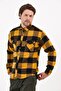 Yellow Double Pocket Flap Oversize Checkered Thick Plaid Lumberjack Men's Shirt Jacket Shacket - 2