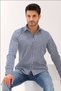 Navy Blue Striped White Regular Men's Shirt - 7