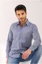 Indigo Plaid Check Cotton Polyester Regular Men's Shirt