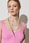 Regular Fit 100% Cotton Crew Neck Sleeveless Pink Crop Blouse - 6