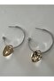 Stainless Steel Heart Key Hoop Earrings - 2