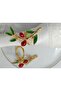 6-piece elegant red & green enamel gold napkin ring - 4