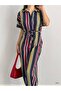 Women's Button Detailed Woven Viscose Fabric Jumpsuit (Colorful) - 2