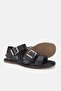 Women's Black Genuine Leather Strappy Flat Sandals, Size 36-41 - 3