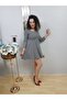 Mini Back Low-cut Women's Dress - Houndstooth Flared Design