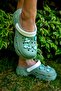 Green and White Women's Slippers - 19346
