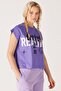 Regular Fit Regular Cut 100% Cotton Crew Neck Lilac T-Shirt - 2