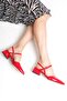 " Handan " Red Patent Leather Pointed Toe Open Back 3 cm Thick Heel New Season