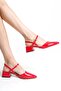 " Handan " Red Patent Leather Pointed Toe Open Back 3 cm Thick Heel New Season - 2