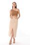 Kn Front Slit Beige Women's Linen Skirt