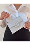 Women's Silver Crystal Covered Evening Dress Shoulder Bag with Accessory Detail and Chain - 3