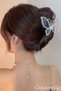 Rhinestone Butterfly Wing Textured Model Metal Latch Buckle Gold Color - Trend Luxury Latch Hair Clip
