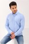 Blue Dacron Sweat-Absorbing Breathable Plain Regular Men's Shirt