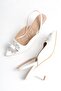 Elizabeth White Stone Stiletto Open Back Evening Dress Shoes