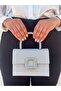 Women's Silver Crystal Covered Evening Dress Shoulder Bag with Accessory Detail and Chain - 4