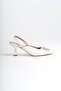 Elizabeth White Stone Stiletto Open Back Evening Dress Shoes - 4