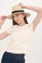 Ecru Baby Overlock Short Sleeve Blouse Camisole Ribbed Women's Blouse.