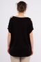 Women's Large Size Black Shoulder Decollete Pearl Detailed Viscose Tunic 65n15453 - 3