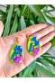 Pistachio Green Style Modern Colorful Floral Summer Beach Holiday Drop Earrings