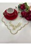 6 Pieces of Linen Fabric Embroidered Coffee Side Cocktail Napkin & Coasters